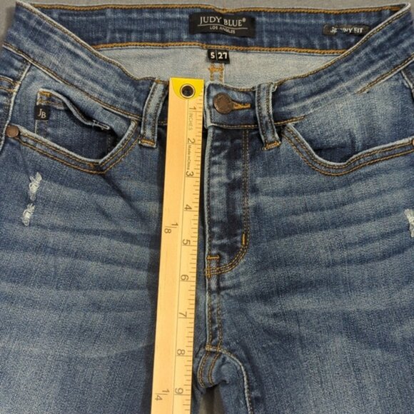 Judy Blue Jeans Women's 27 Blue Skinny Fit Denim Distressed - Picture 7 of 13